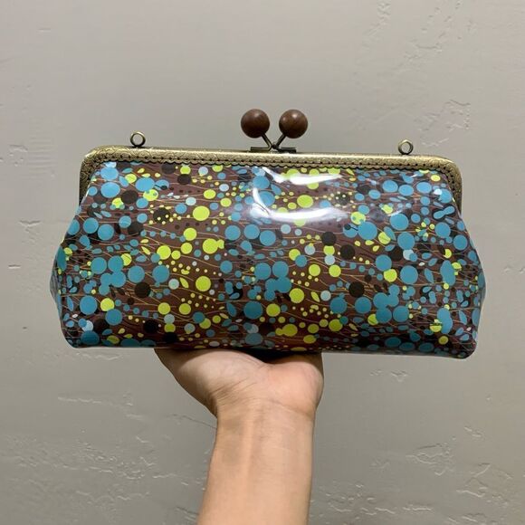 Handsewn Genuine Leather Wooden Ball Kisslock Clutch/Shoulder Bag/Crossbody - Picture 8 of 16